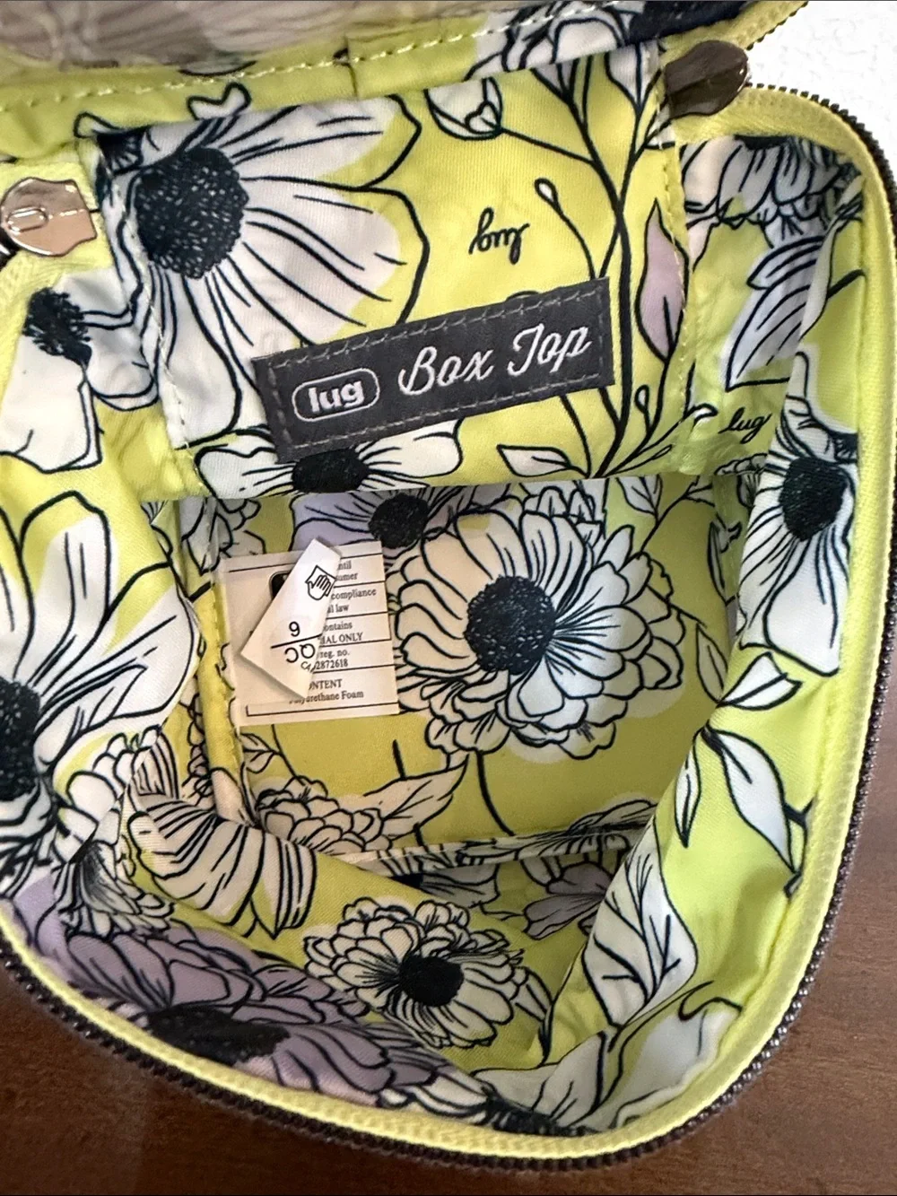 Lug Box Top Floral Zip Around Cosmetic Case Organizing Storage Pouch